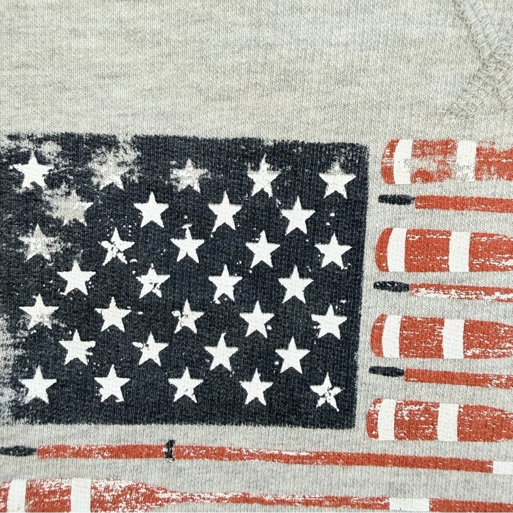 J.Crew Men’s Oars Terry Pullover Sweatshirt Gray American Flag Graphic nautical - Picture 9 of 15